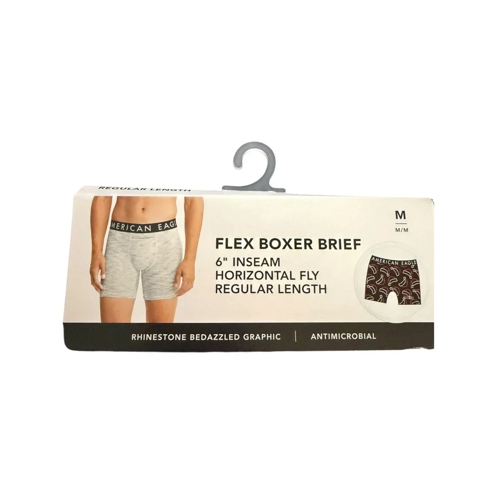 American Eagle Men's Flex Boxer Briefs Medium Rhinestone Hearts 6